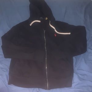 Black Polo Zip Up Hoodie Size Small